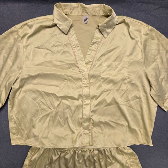 Parade Luxe Satin Pajama Set Key Lime Green Yellow Women's  L - Picture 5 of 16